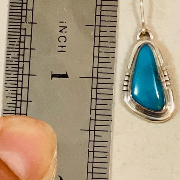 Native American Navajo A.Nelson Sterling Silver Turquoise Earrings - Picture 4 of 7